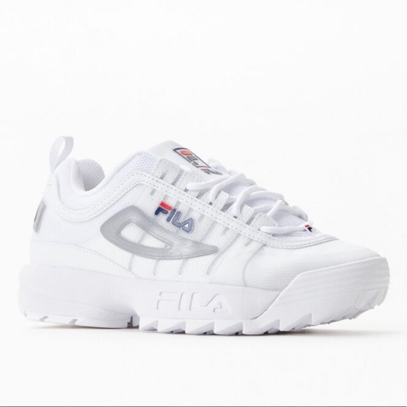 Fila Disruptor chunky bright white lace up sneakers athletic streetwear shoes - Picture 1 of 2